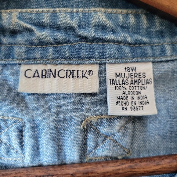 Vintage Cabin Creek 100% Cotton Plus Size 18W Denim Sleeveless Button Up Vest - Picture 3 of 5